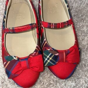 Janie and Jack Red Plaid Bow Mary Jane Flats